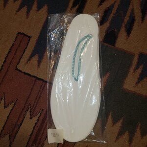 VTG Moon Boot Slippers White Green Rubber Sole New 1970-80s Sz 9,5 to 10.5